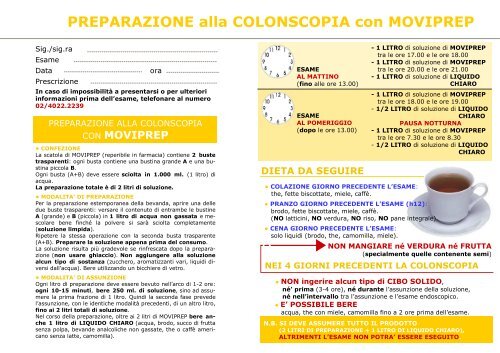 locandina Preparazione alla Colonscopia - Ospedale San Carlo ...