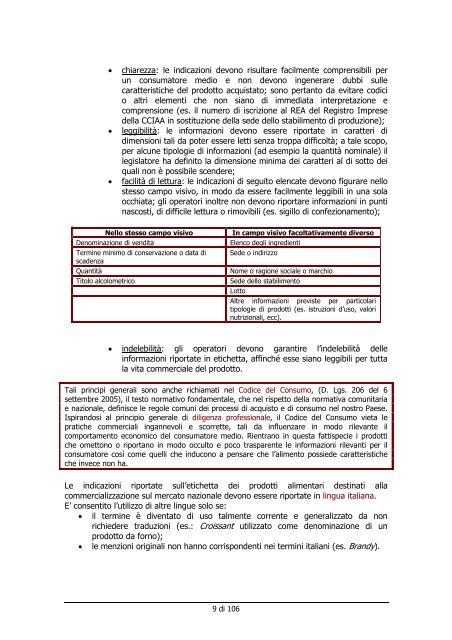 etichettatura e presentazione dei prodotti di largo consumo: alimenti ...