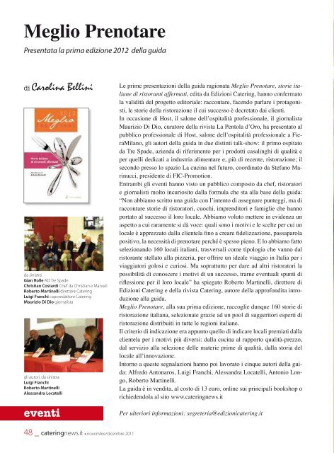 l'intervista - Ristorazione e Catering