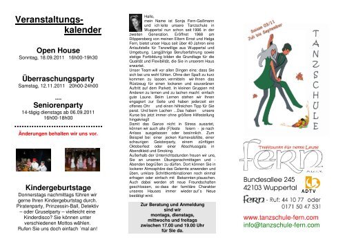 Veranstaltungs- kalender - Tanzschule Fern Wuppertal