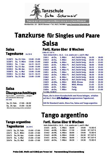 Salsa und Tango argentino - Tanzschule Erika Schermeier