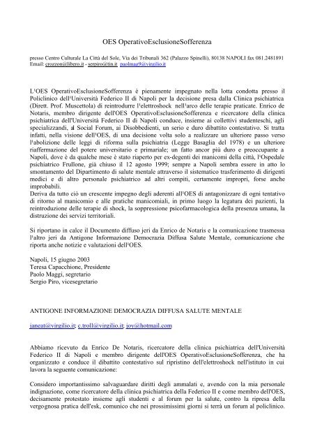 OES OperativoEsclusioneSofferenza - Exclusion.net