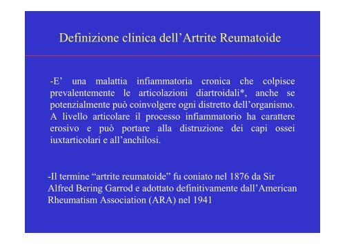 Artrite Reumatoide - ASL n. 4 Chiavarese