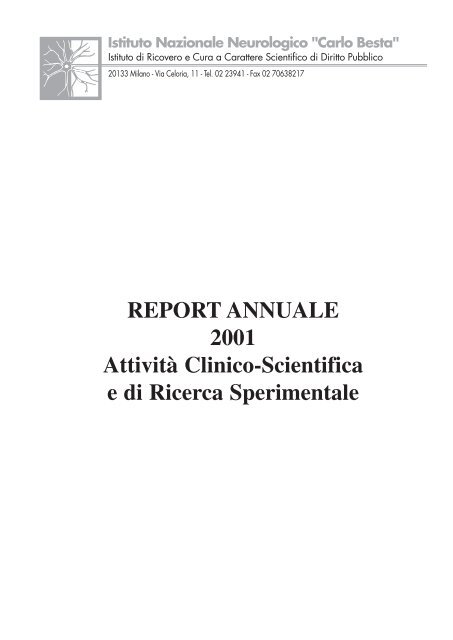 BESTA_REPORT ANNUALE - fondazione irccs istituto neurologico ...