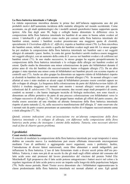 La somministrazione di Lactobacillus paracasei subsp paracasei ...