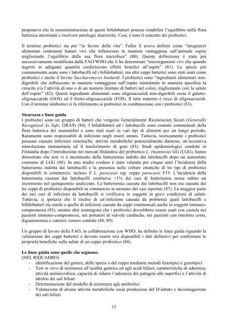 La somministrazione di Lactobacillus paracasei subsp paracasei ...