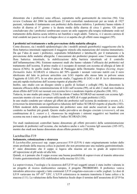 La somministrazione di Lactobacillus paracasei subsp paracasei ...