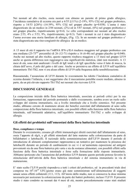 La somministrazione di Lactobacillus paracasei subsp paracasei ...