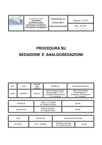 procedura su sedazione e analgosedazione - Azienda Ospedaliera ...