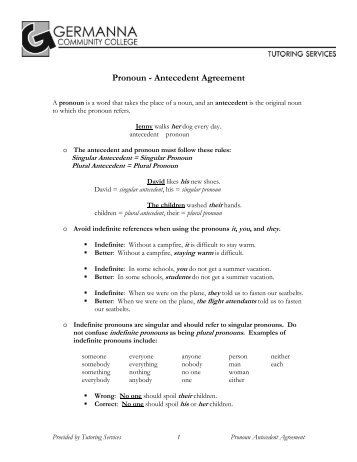 Pronoun - Antecedent Agreement