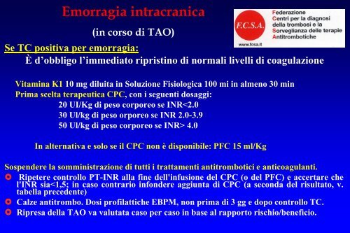 Emorragia da farmaci anticoagulanti. Reversal ... - NL Congressi