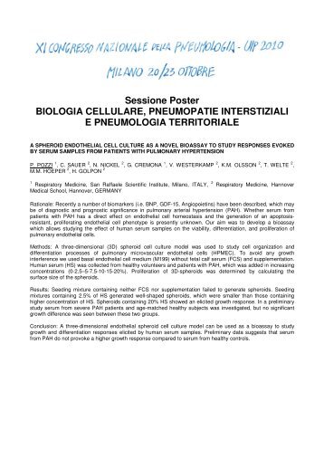 Sessione Poster BIOLOGIA CELLULARE, PNEUMOPATIE ... - SIMeR