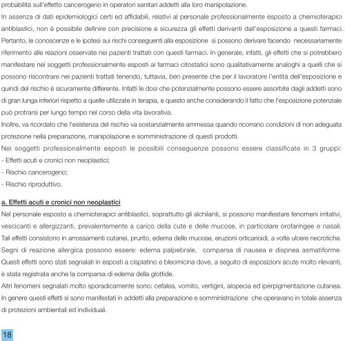 L'esposizione a chemioterapici antiblastici. La ... - Ospedale Sicuro