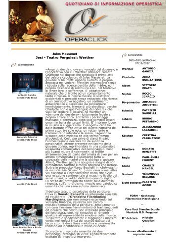 Operaclick: notizie dal mondo dell.Opera Lirica e Forum