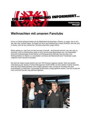 Weihnachten mit unseren Fanclubs - Eintracht Frankfurt