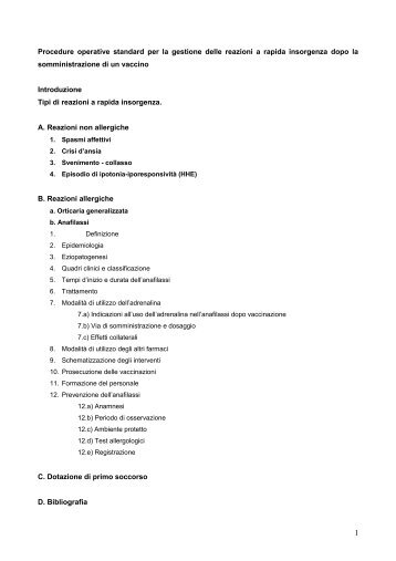 Procedure operative standard per la gestione delle reazioni a ... - NIV