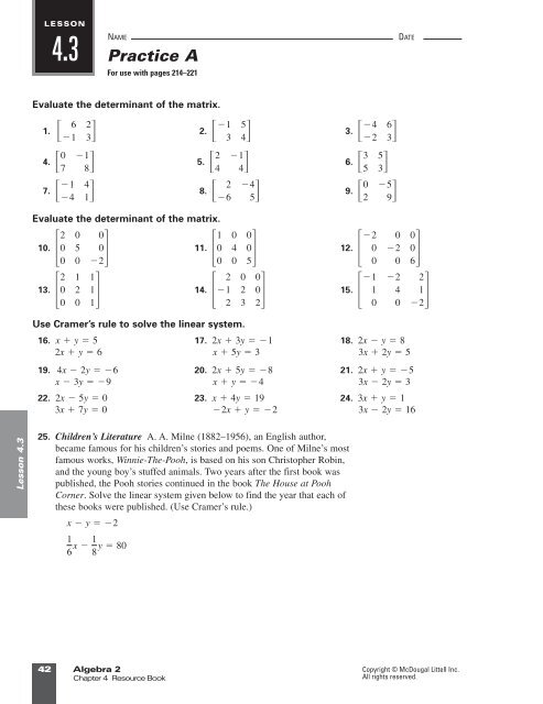 Answer Key Practice A 1