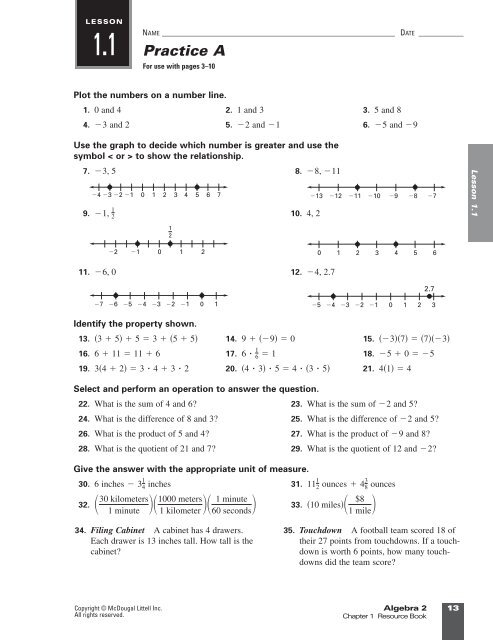 Answer Key Practice A 1.
