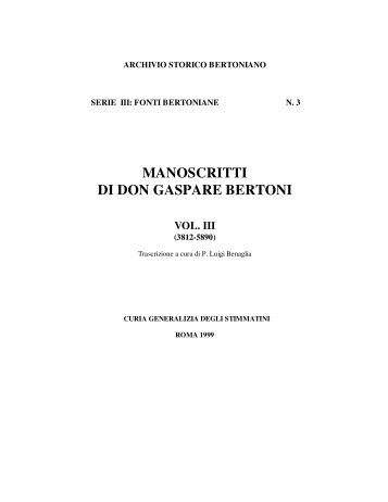 manoscritti di don gaspare bertoni vol. iii - St. Gaspar Bertoni