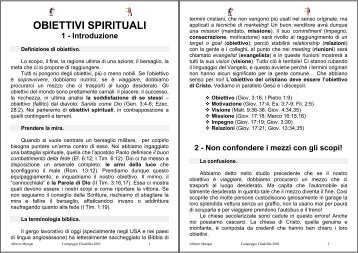 OBIETTIVI SPIRITUALI 1 - Chiesa Cristiana Evangelica ADI