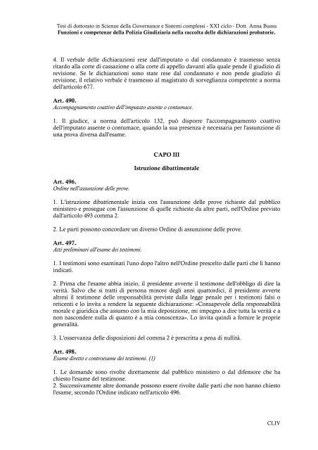 Funzioni e competenze della Polizia Giudiziaria nella raccolta delle ...