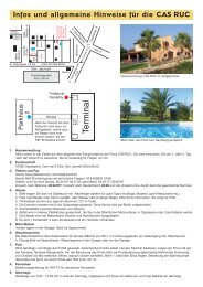 Infos und allgemeine Hinweise für die CAS RUC - Finca Varnay