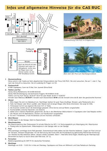 Infos und allgemeine Hinweise für die CAS RUC - Finca Varnay