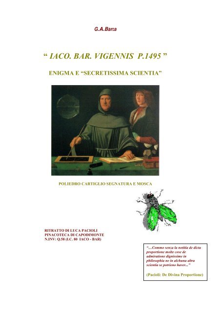 “ iaco. bar. vigennis p.1495 ” enigma e “secretissima ... - ritratto Pacioli