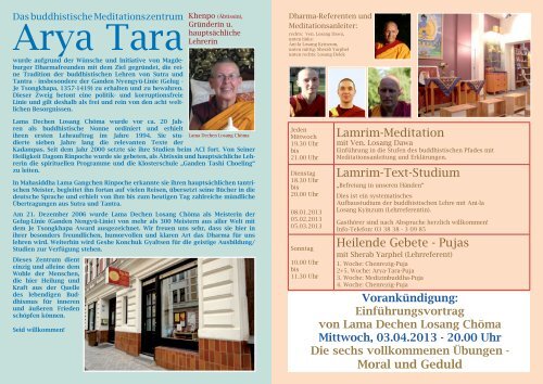 Flyer für Magdeburg - Buddhistische Klosterschule Ganden Tashi ...