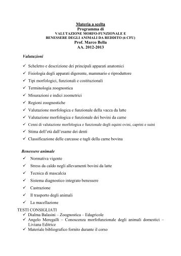 Valutazione morfofunzionale e benessere degli animali da reddito ...