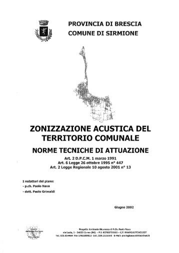 ZONIZZAZIONE ACUSTICA DEL TERRITORIO COMUNALE