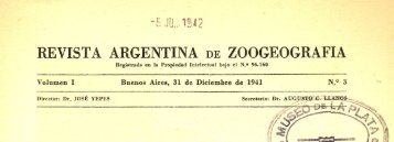 REVISTA ARGENTINA DE ZOOGEOGRAFIA