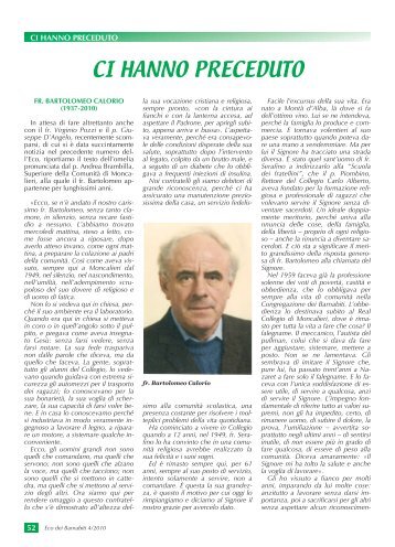 ci hanno preceduto - Centro Studi Storici dei PP. Barnabiti - Index