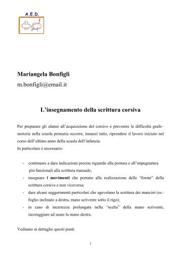 L'insegnamento della scrittura corsiva