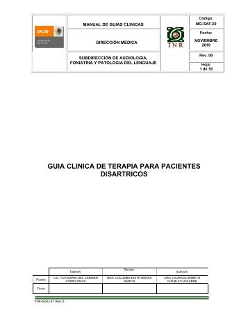 guia clinica de terapia para pacientes disartricos - Inicio