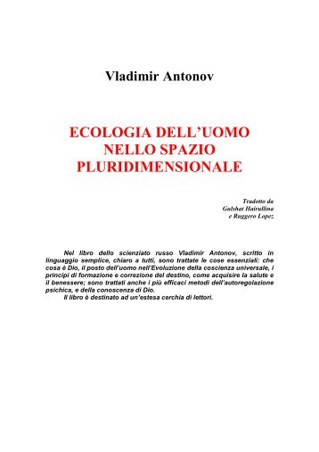 ECOLOGIA DELL'UOMO NELLO SPAZIO PLURIDIMENSIONALE