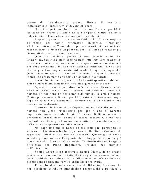 Verbale del Consiglio Comunale - Progetto Cassina-Sant'Agata