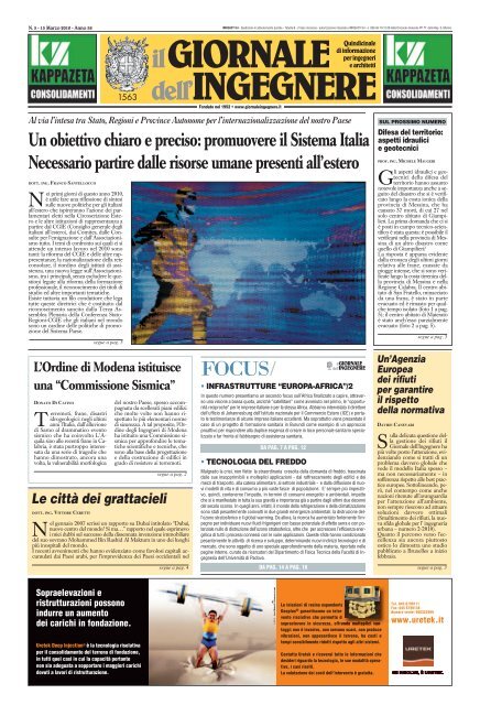 Il Giornale dell'Ingegnere (15 Marzo 2010) - SIAPEC Gruppo Italiano