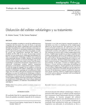 Disfunción del esfínter velofaríngeo y su tratamiento - edigraphic.com