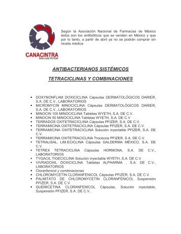 antibacterianos sistémicos tetraciclinas y combinaciones