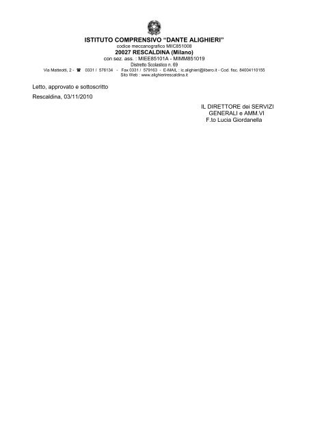 Relazione tecnico – finanziaria - Alighieri Rescaldina