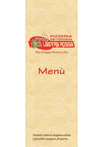 MENU - Bar Pizzeria Lastra Rossa