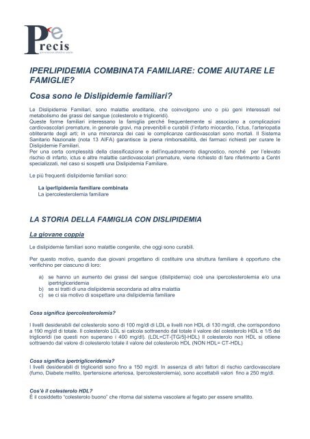 raccomandazioni dietetiche per la prevenzione delle iperlipidemie