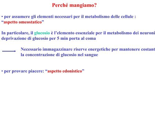 Perché mangiamo? - Psicobiologia del comportamento umano