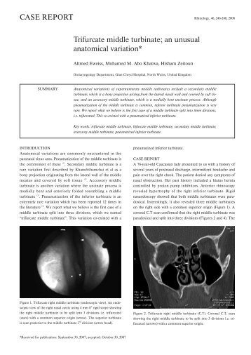 Trifurcate middle turbinate - Rhinology Internation Journal
