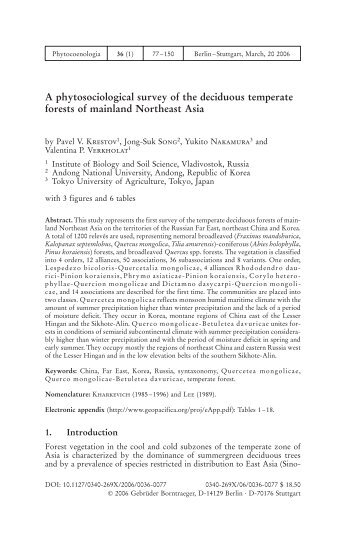 A phytosociological survey of the deciduous temperate forests of ...