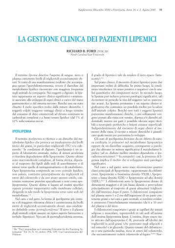 LA GESTIONE CLINICA DEI PAZIENTI LIPEMICI - Vet.Journal