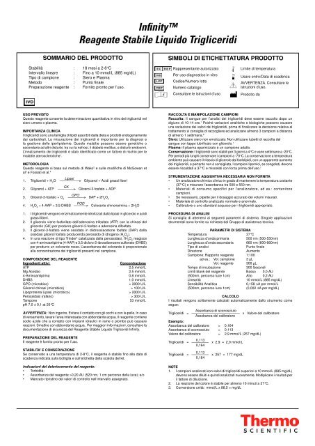 Infinity™ Reagente Stabile Liquido Trigliceridi - Thermo Scientific