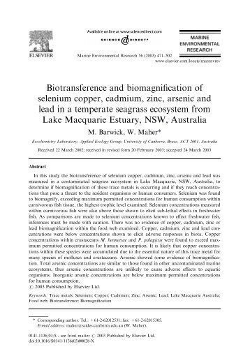 Biotransference and biomagnification of selenium copper, cadmium ...