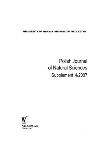 Polish Journal of Natural Sciences - Uniwersytet Warmińsko ...